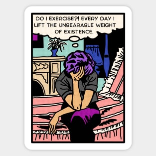 Comic Woman Exercises Sticker